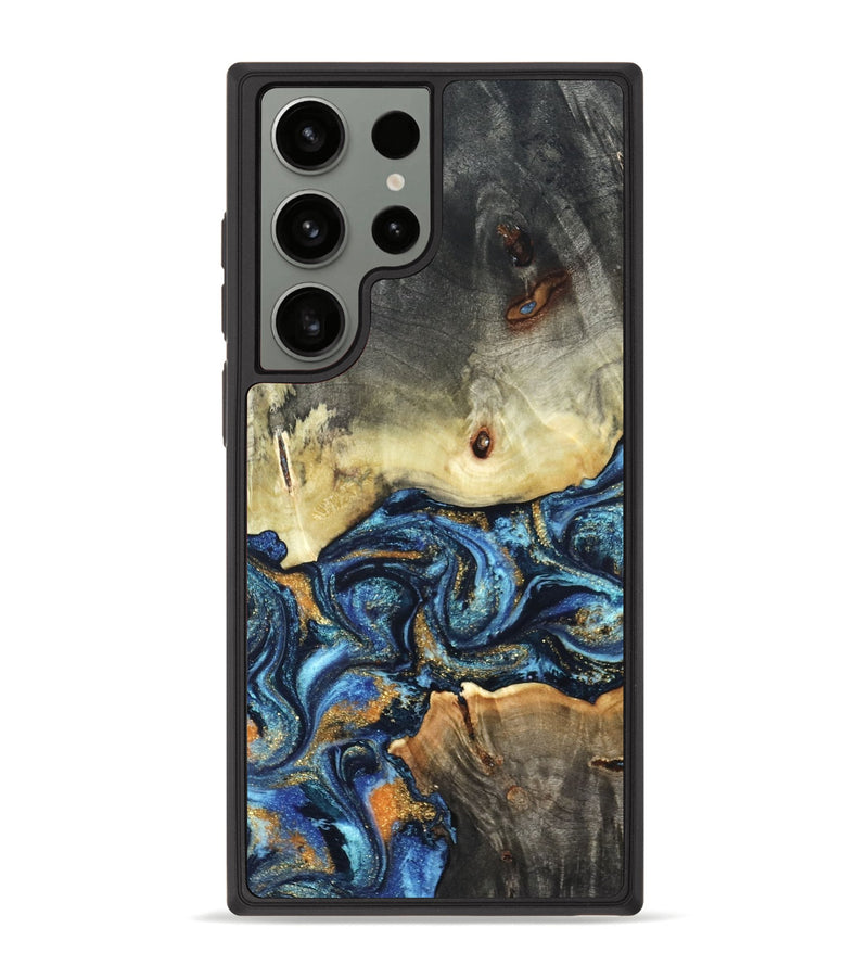Galaxy S23 Ultra Wood Phone Case - Esme (Teal & Gold, 821192)