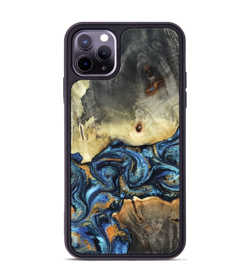 iPhone 11 Pro Max Wood Phone Case - Esme (Teal & Gold, 821192)