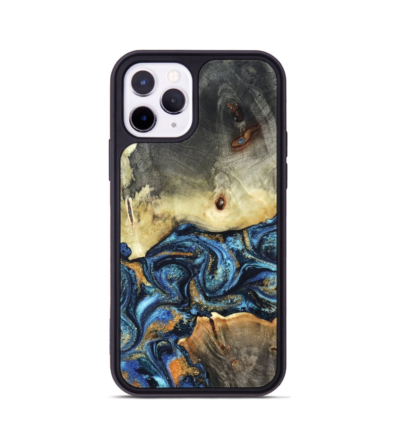 iPhone 11 Pro Wood Phone Case - Esme (Teal & Gold, 821192)