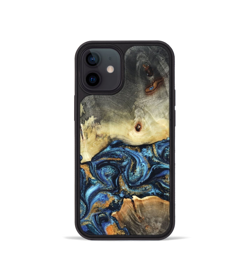 iPhone 12 mini Wood Phone Case - Esme (Teal & Gold, 821192)