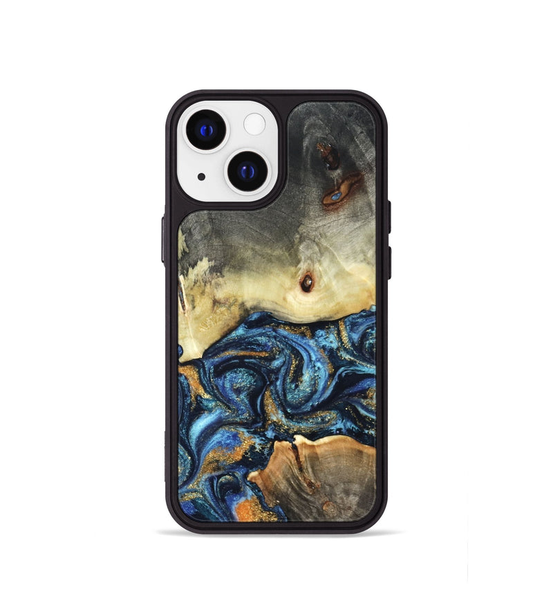 iPhone 13 mini Wood Phone Case - Esme (Teal & Gold, 821192)