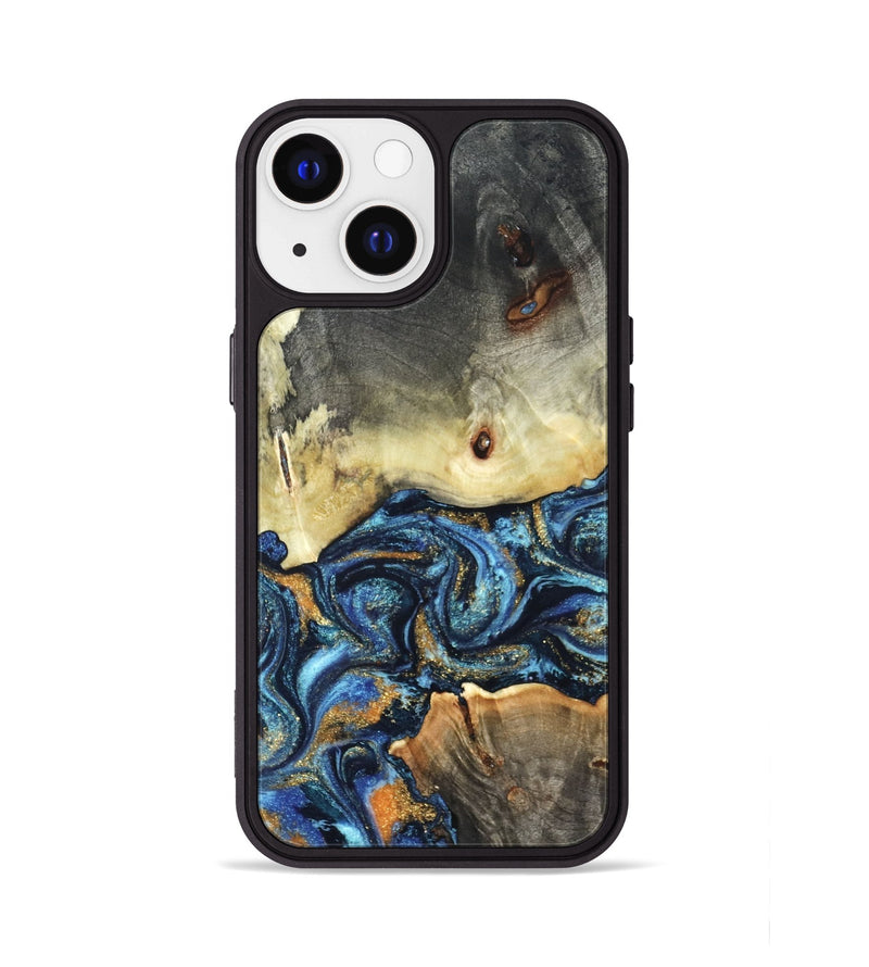 iPhone 13 Wood Phone Case - Esme (Teal & Gold, 821192)
