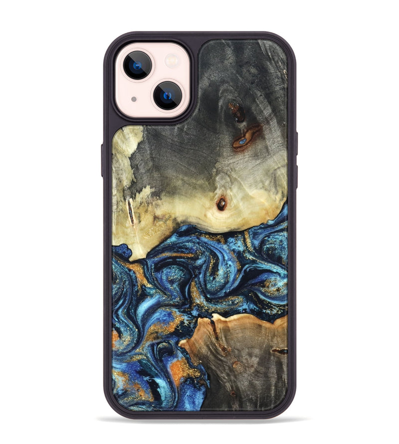 iPhone 14 Plus Wood Phone Case - Esme (Teal & Gold, 821192)