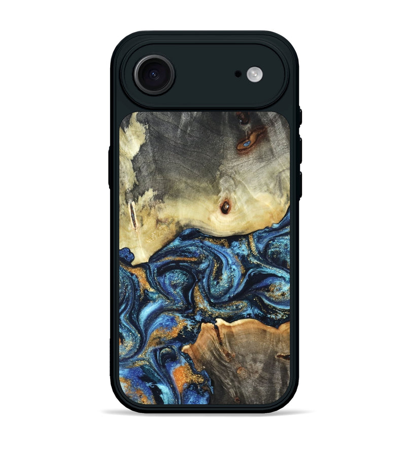 iPhone 17 Air Wood Phone Case - Esme (Teal & Gold, 821192)