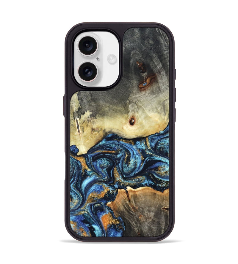 iPhone 17 Wood Phone Case - Esme (Teal & Gold, 821192)