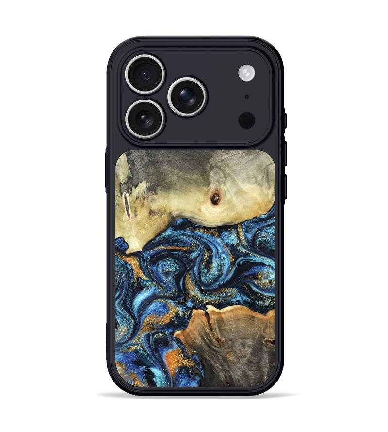 iPhone 17 Pro Wood Phone Case - Esme (Teal & Gold, 821192)