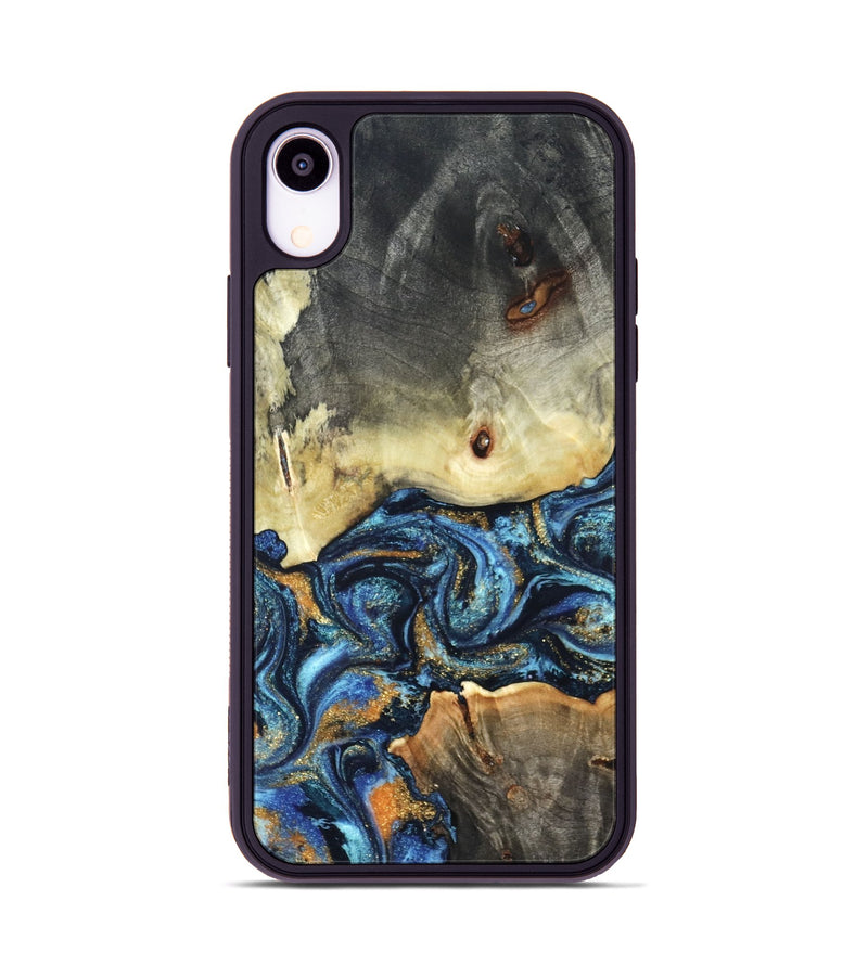 iPhone Xr Wood Phone Case - Esme (Teal & Gold, 821192)