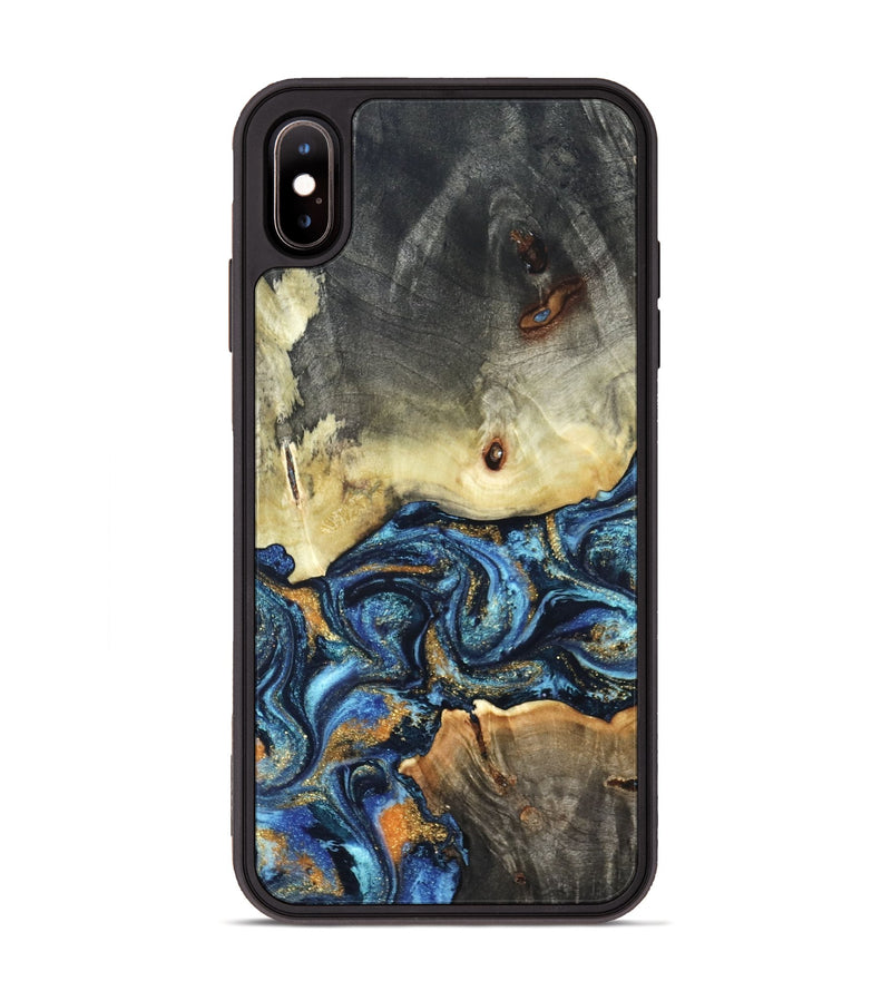iPhone Xs Max Wood Phone Case - Esme (Teal & Gold, 821192)