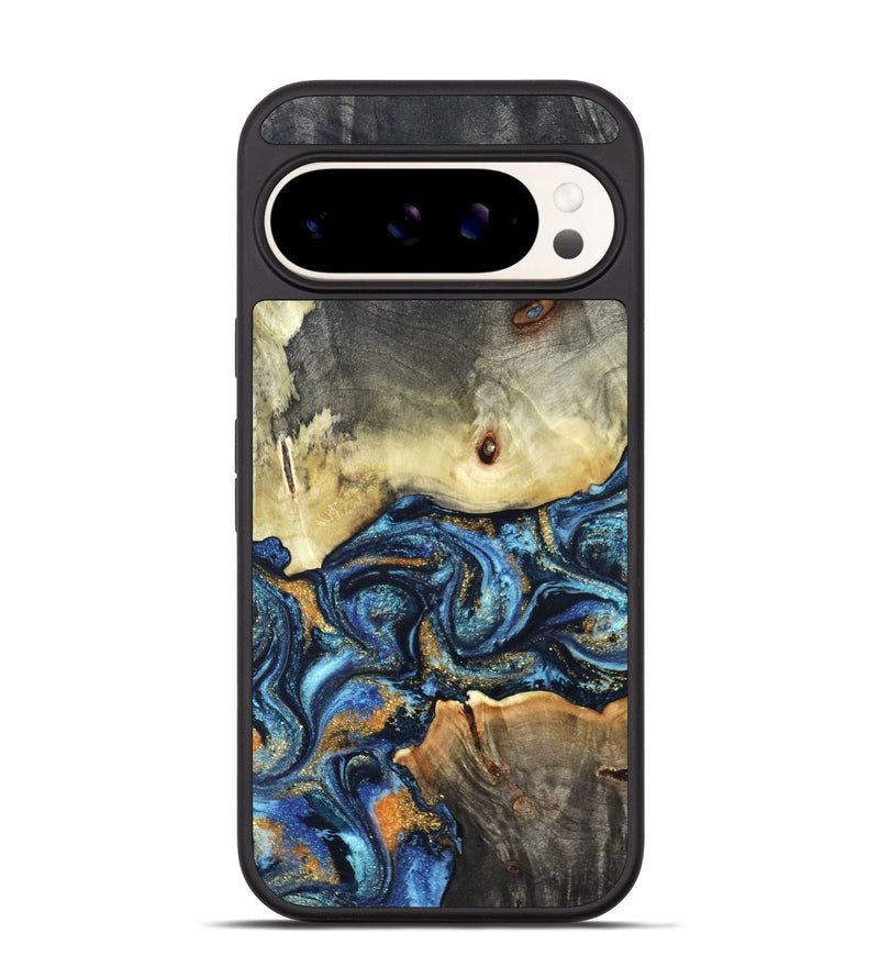 Pixel 9 Pro Wood Phone Case - Esme (Teal & Gold, 821192)