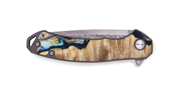 EDC Wood Pocket Knife - Rudolph (Teal & Gold, 821193)