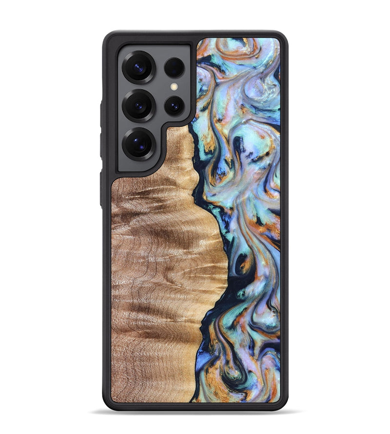 Galaxy S25 Ultra Wood Phone Case - Rudolph (Teal & Gold, 821193)