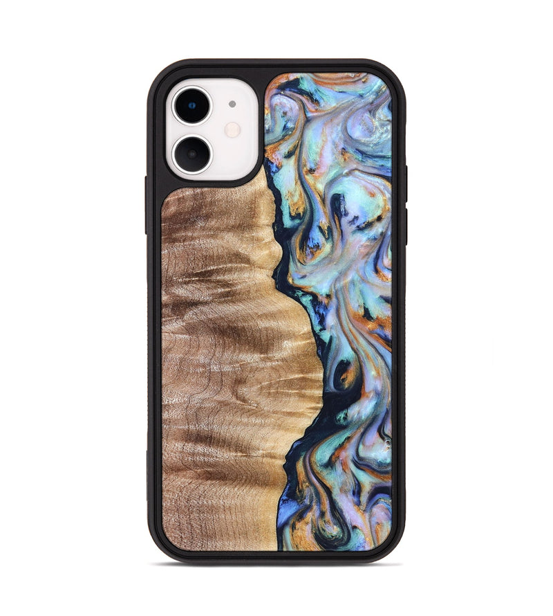 iPhone 11 Wood Phone Case - Rudolph (Teal & Gold, 821193)