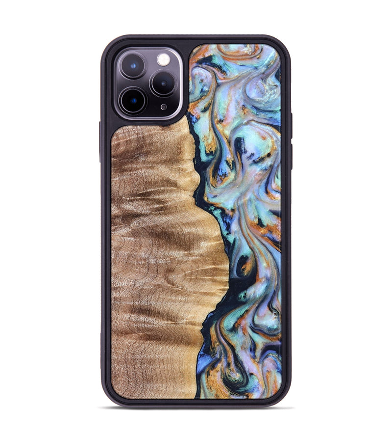 iPhone 11 Pro Max Wood Phone Case - Rudolph (Teal & Gold, 821193)