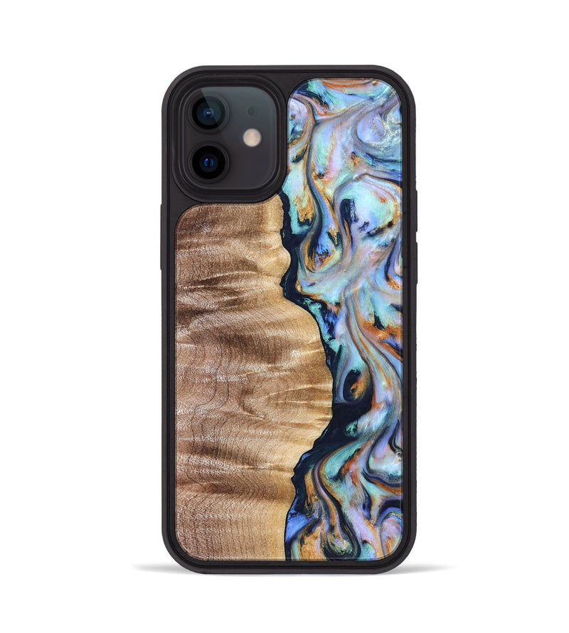 iPhone 12 Wood Phone Case - Rudolph (Teal & Gold, 821193)