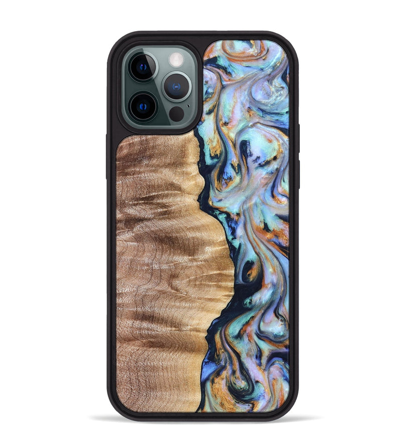 iPhone 12 Pro Max Wood Phone Case - Rudolph (Teal & Gold, 821193)