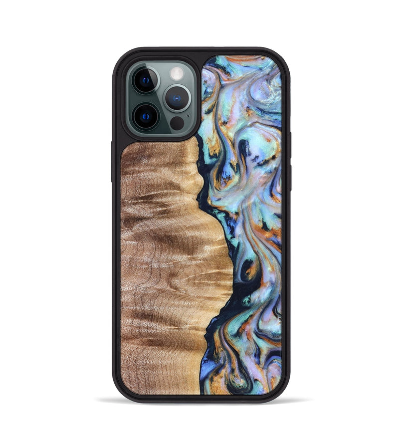 iPhone 12 Pro Wood Phone Case - Rudolph (Teal & Gold, 821193)