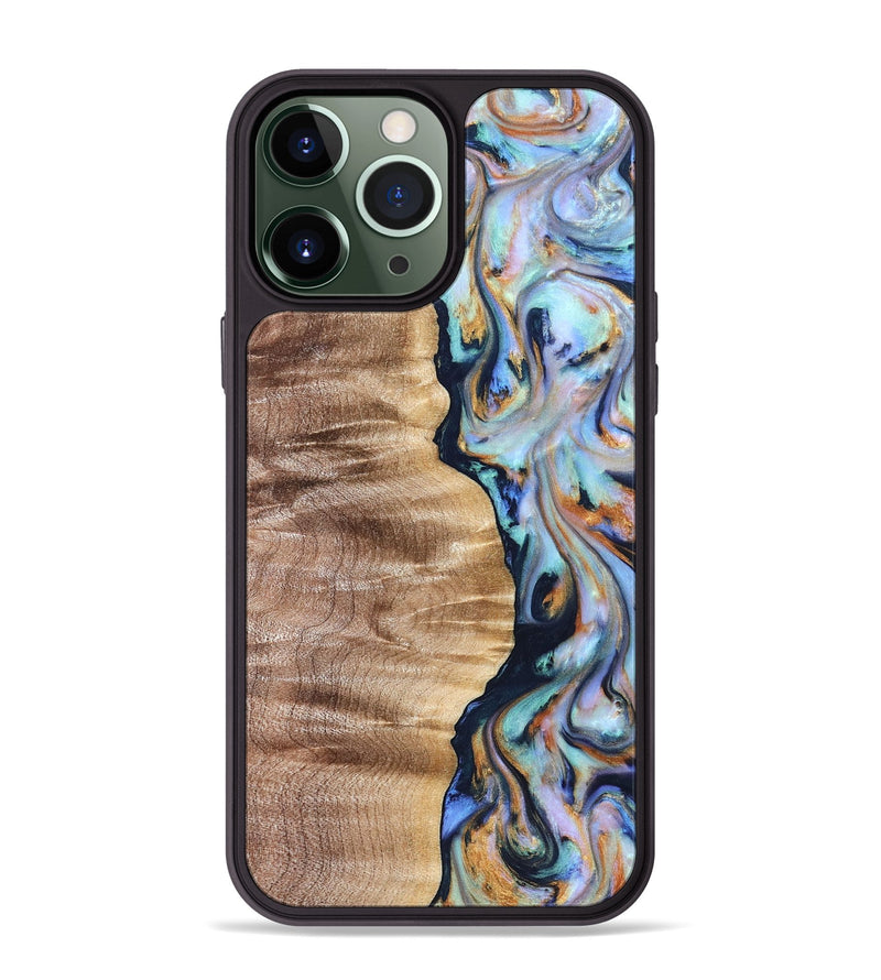 iPhone 13 Pro Max Wood Phone Case - Rudolph (Teal & Gold, 821193)