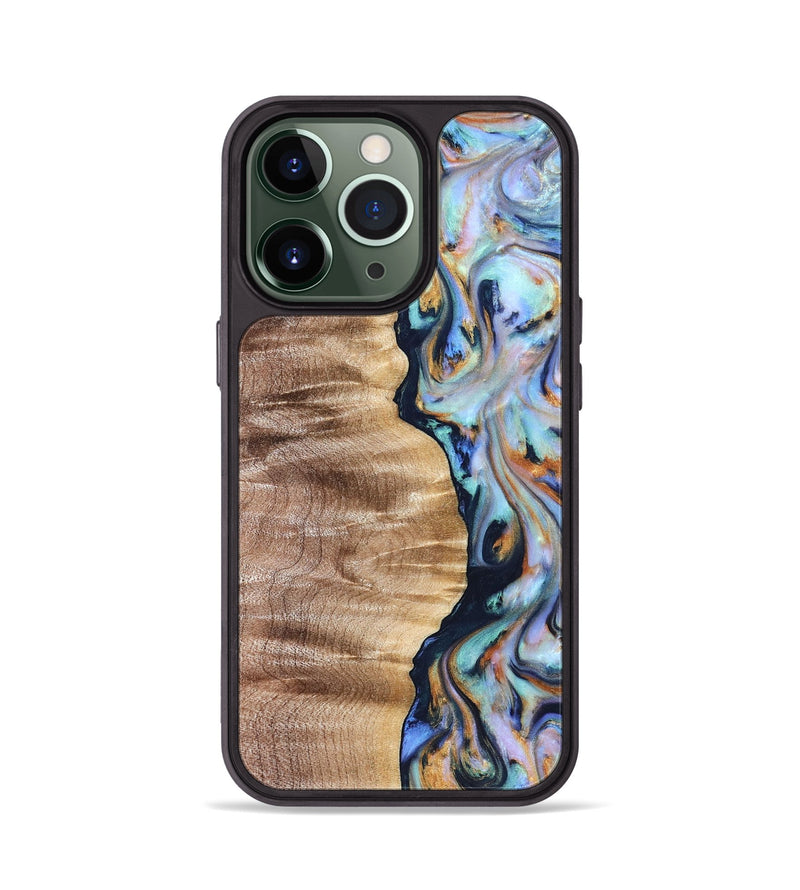 iPhone 13 Pro Wood Phone Case - Rudolph (Teal & Gold, 821193)