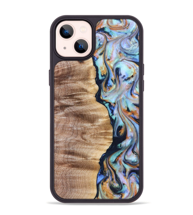 iPhone 14 Plus Wood Phone Case - Rudolph (Teal & Gold, 821193)