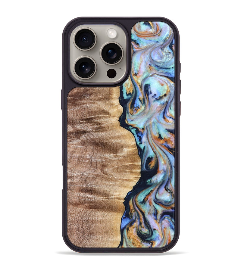 iPhone 16 Pro Max Wood Phone Case - Rudolph (Teal & Gold, 821193)