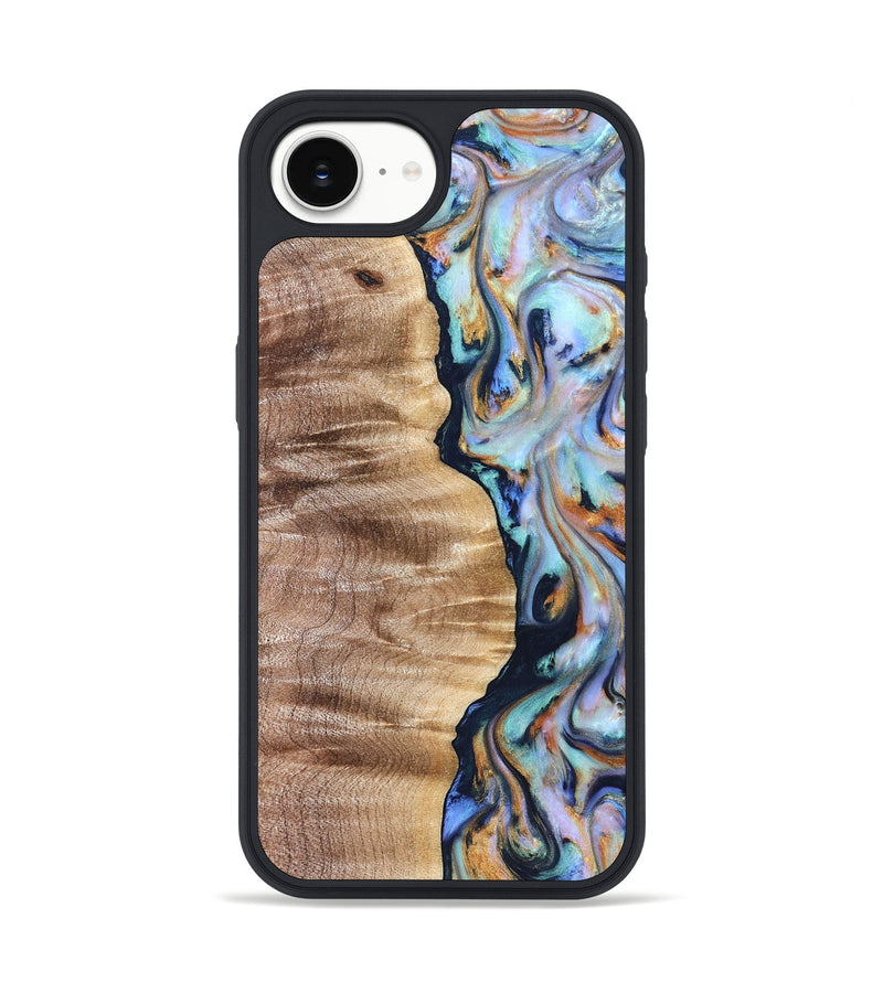 iPhone 16e Wood Phone Case - Rudolph (Teal & Gold, 821193)