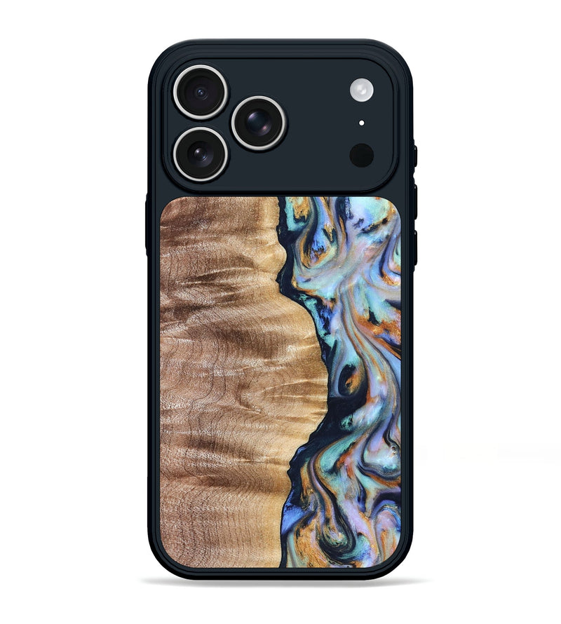 iPhone 17 Pro Max Wood Phone Case - Rudolph (Teal & Gold, 821193)
