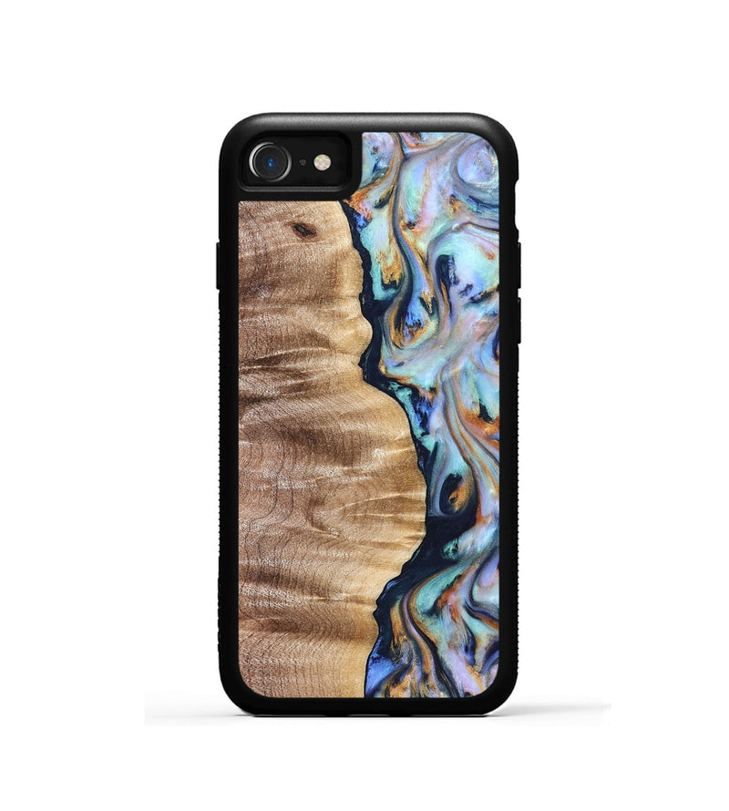 iPhone SE Wood Phone Case - Rudolph (Teal & Gold, 821193)