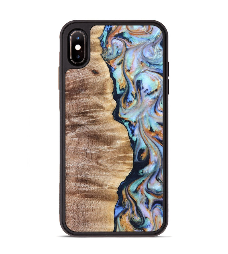 iPhone Xs Max Wood Phone Case - Rudolph (Teal & Gold, 821193)