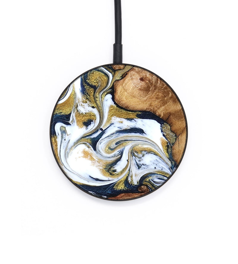 Circle Wood Wireless Charger - Talia (Teal & Gold, 821196)