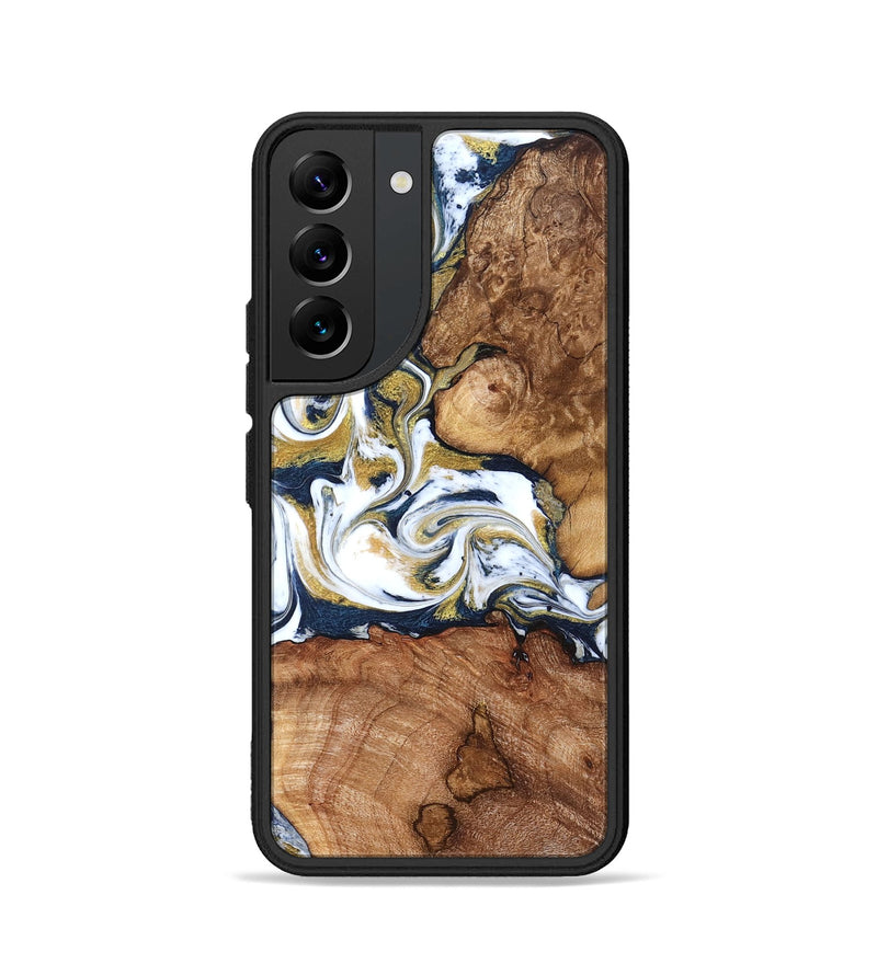 Galaxy S22 Wood Phone Case - Talia (Teal & Gold, 821196)