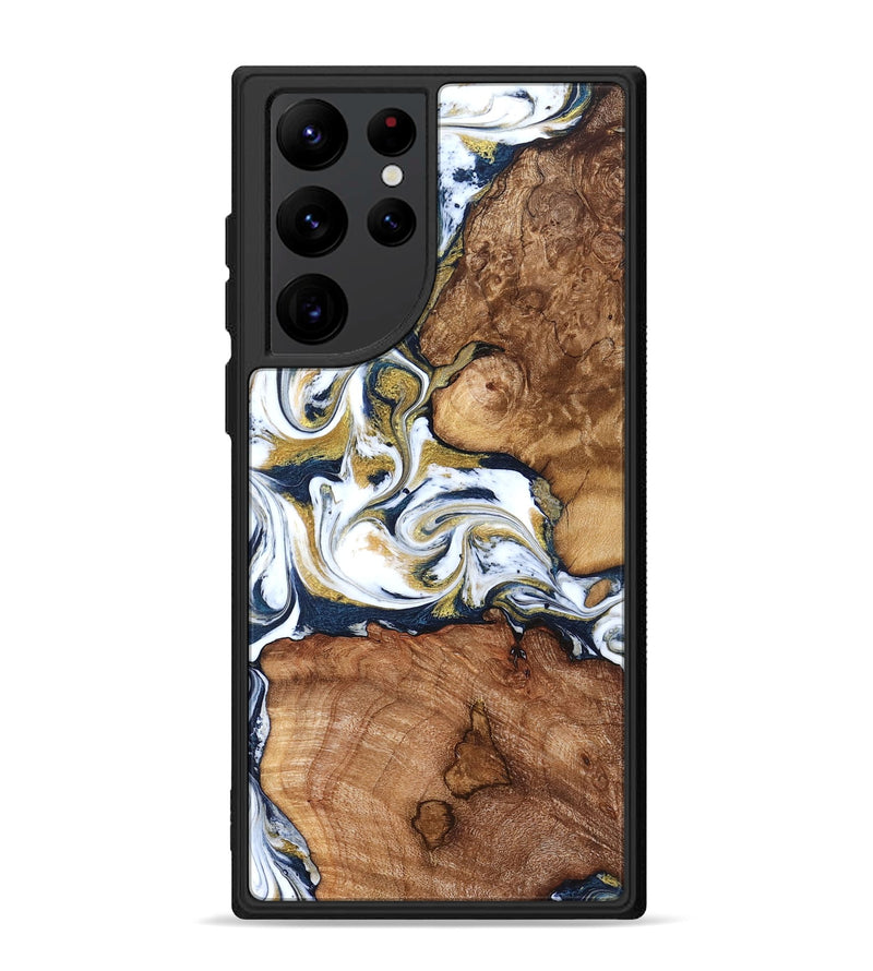 Galaxy S22 Ultra Wood Phone Case - Talia (Teal & Gold, 821196)