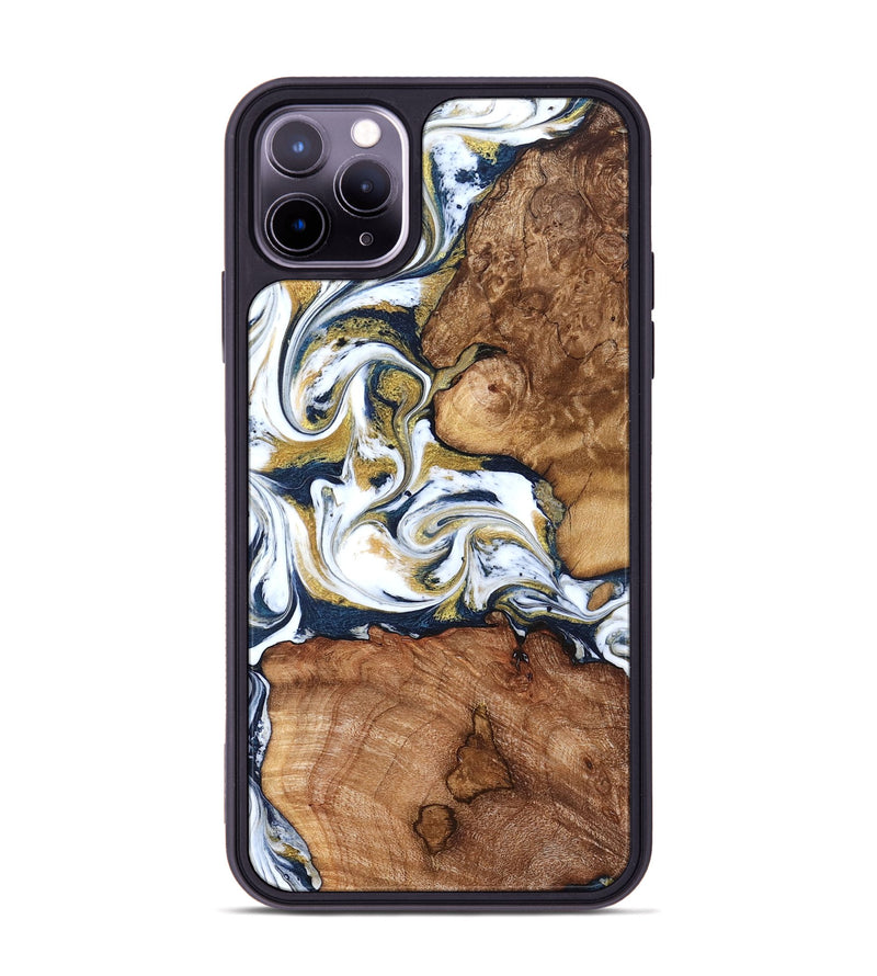 iPhone 11 Pro Max Wood Phone Case - Talia (Teal & Gold, 821196)