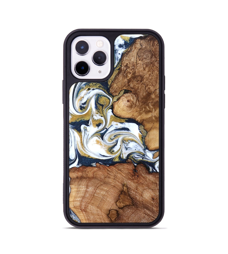 iPhone 11 Pro Wood Phone Case - Talia (Teal & Gold, 821196)