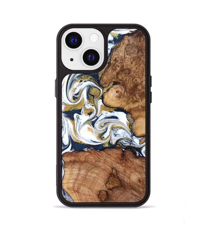 iPhone 13 Wood Phone Case - Talia (Teal & Gold, 821196)