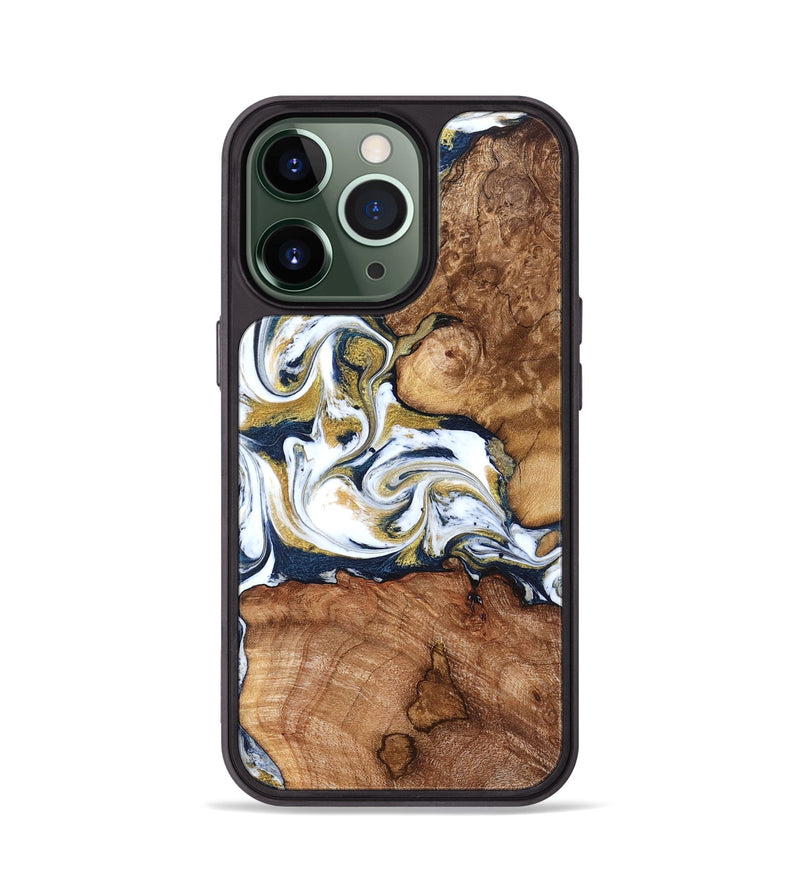 iPhone 13 Pro Wood Phone Case - Talia (Teal & Gold, 821196)
