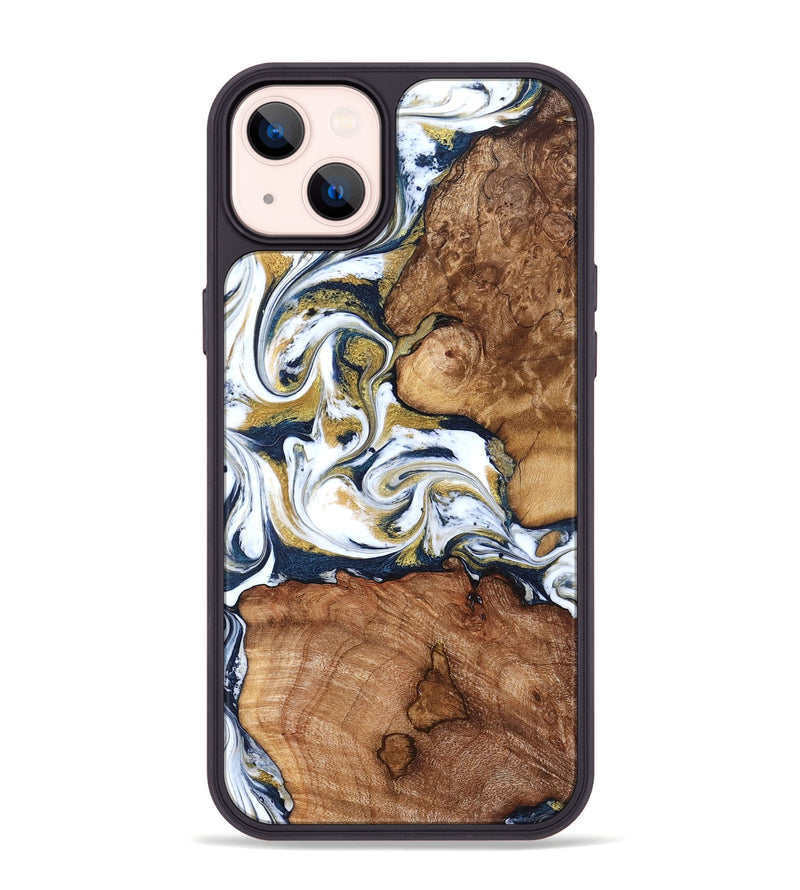 iPhone 14 Plus Wood Phone Case - Talia (Teal & Gold, 821196)