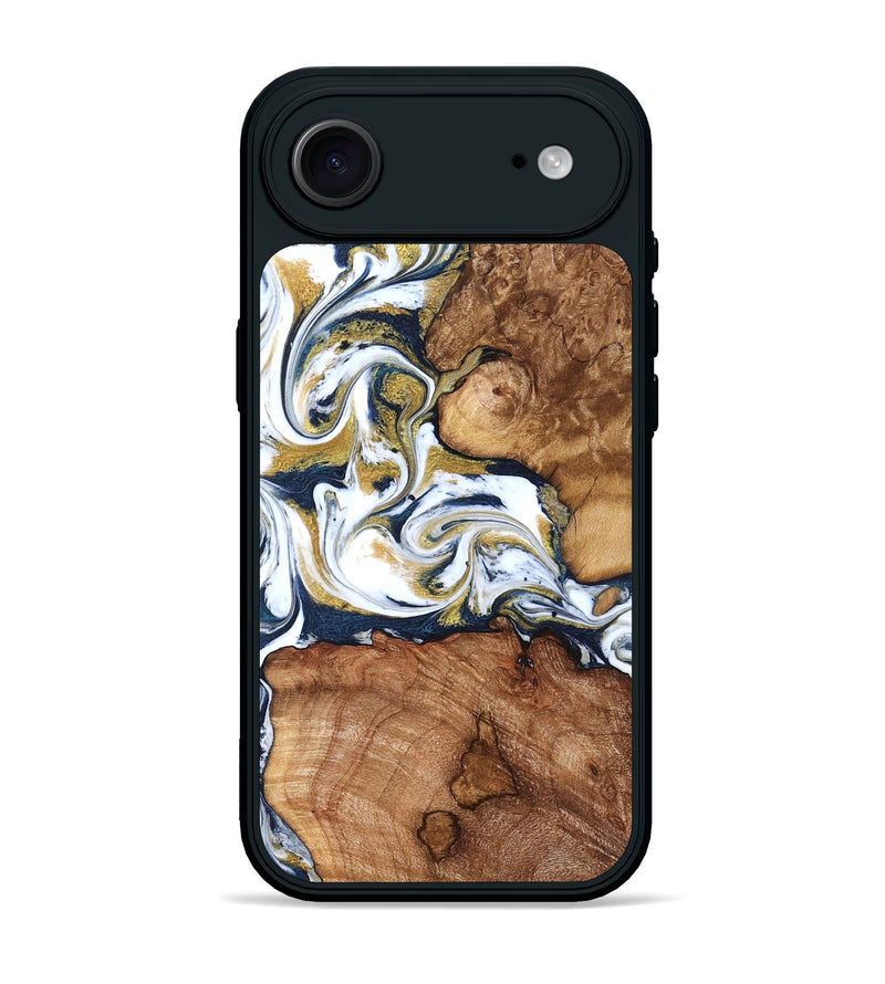 iPhone 17 Air Wood Phone Case - Talia (Teal & Gold, 821196)