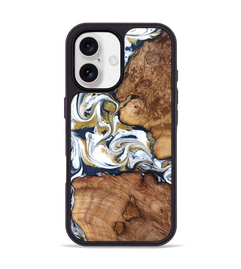 iPhone 17 Wood Phone Case - Talia (Teal & Gold, 821196)