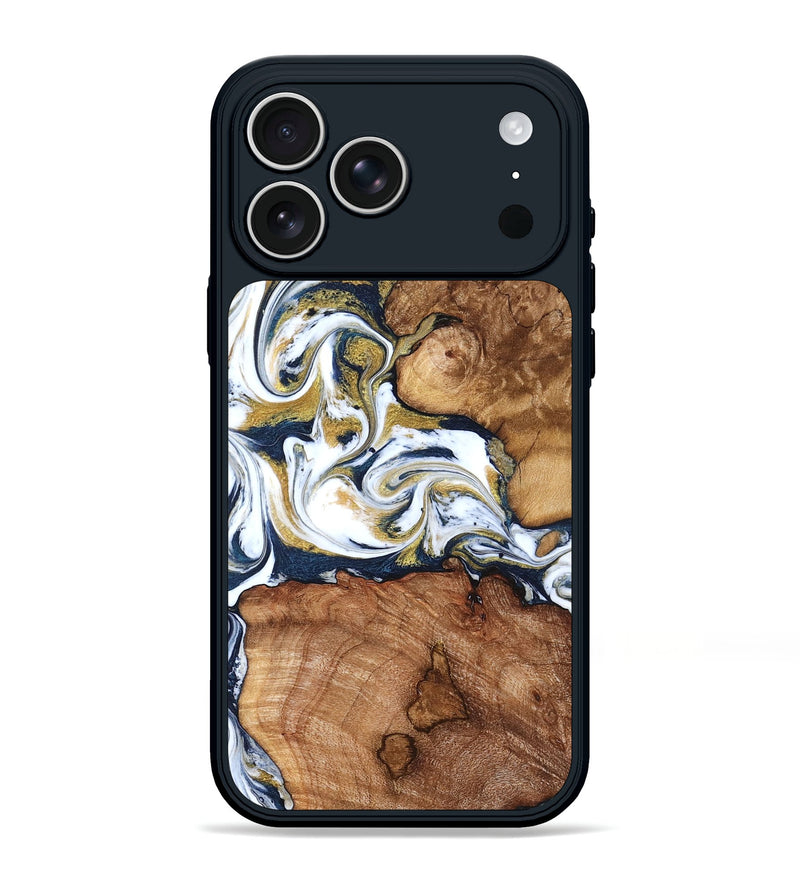 iPhone 17 Pro Max Wood Phone Case - Talia (Teal & Gold, 821196)