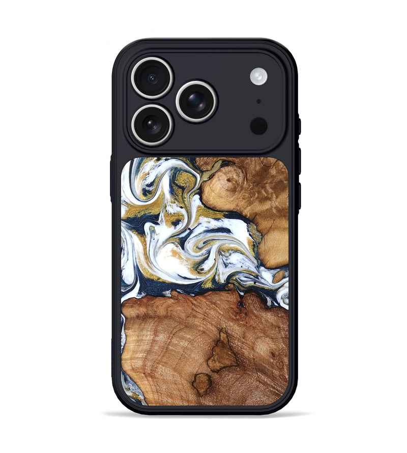 iPhone 17 Pro Wood Phone Case - Talia (Teal & Gold, 821196)