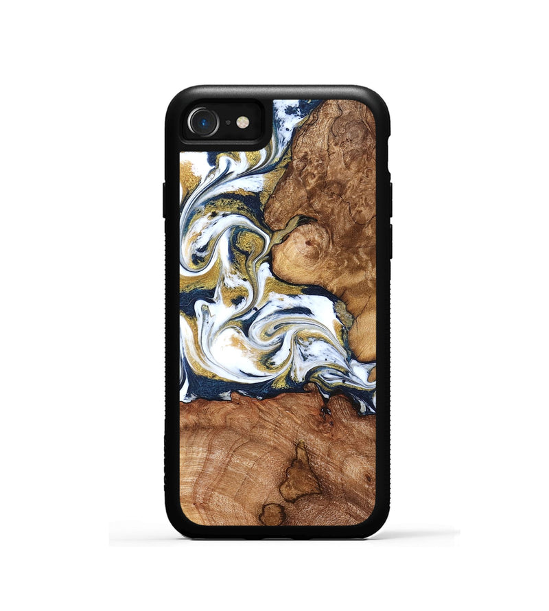 iPhone SE Wood Phone Case - Talia (Teal & Gold, 821196)