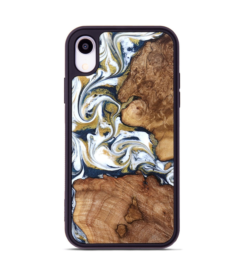 iPhone Xr Wood Phone Case - Talia (Teal & Gold, 821196)