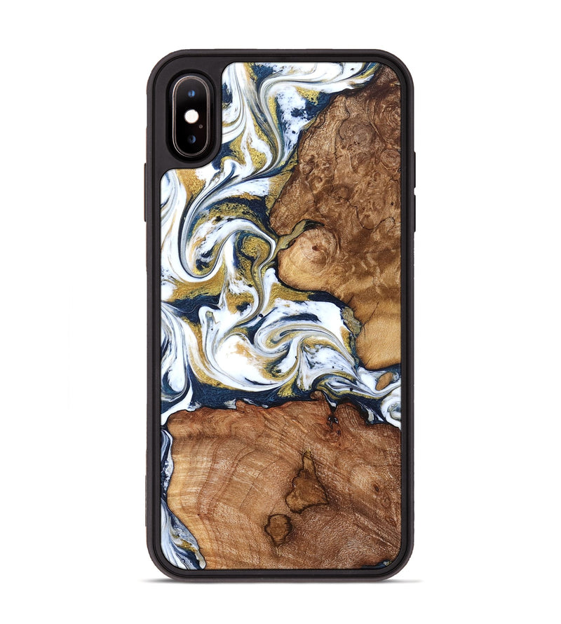 iPhone Xs Max Wood Phone Case - Talia (Teal & Gold, 821196)