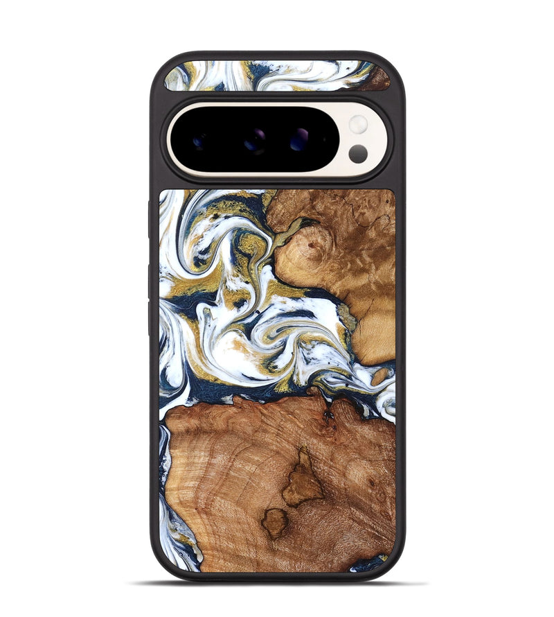 Pixel 9 Pro Wood Phone Case - Talia (Teal & Gold, 821196)