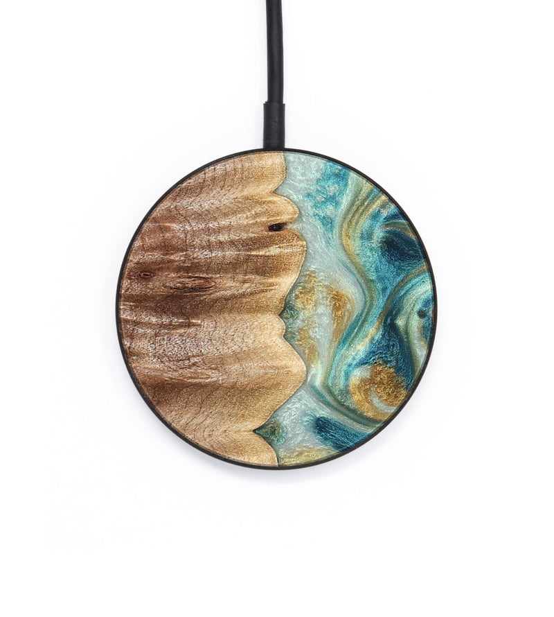 Circle Wood Wireless Charger - Almeda (Teal & Gold, 821200)