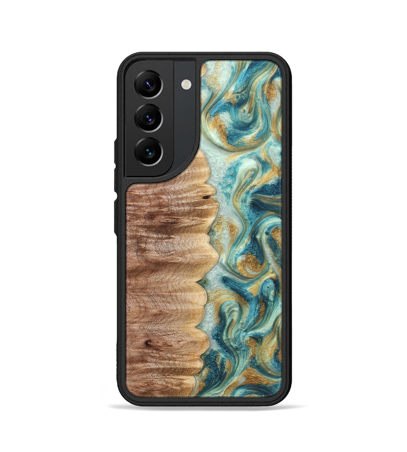 Galaxy S22 Wood Phone Case - Almeda (Teal & Gold, 821200)