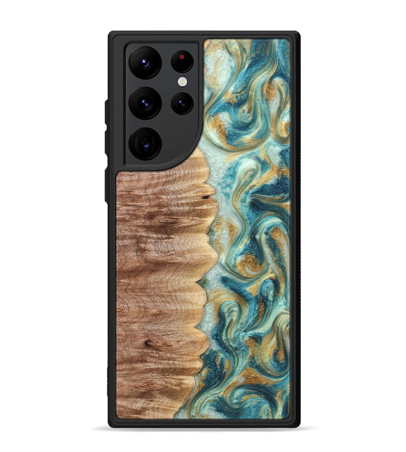 Galaxy S22 Ultra Wood Phone Case - Almeda (Teal & Gold, 821200)