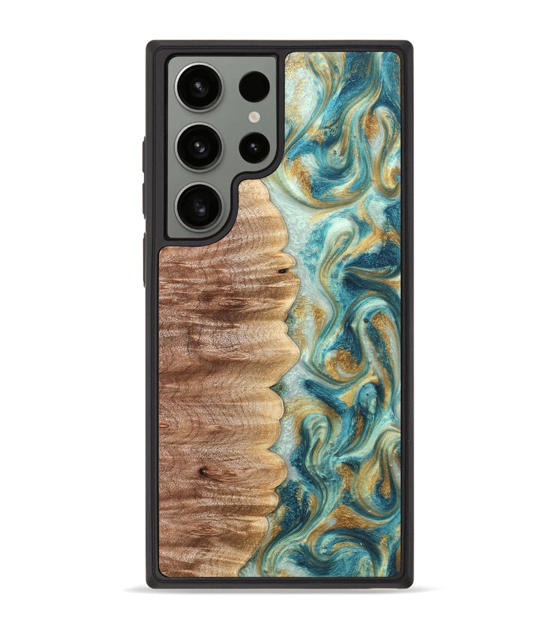 Galaxy S23 Ultra Wood Phone Case - Almeda (Teal & Gold, 821200)