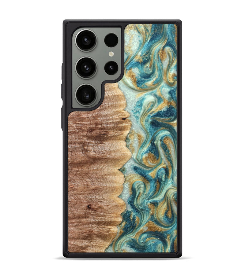 Galaxy S24 Ultra Wood Phone Case - Almeda (Teal & Gold, 821200)