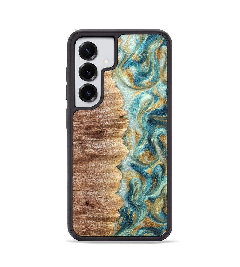Galaxy S25 Wood Phone Case - Almeda (Teal & Gold, 821200)
